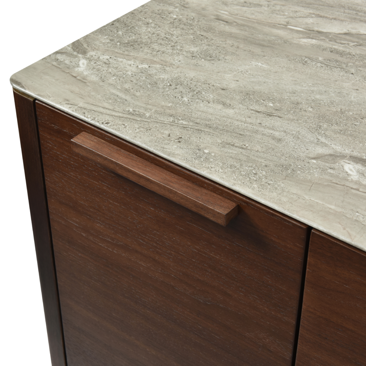 Willow Walnut Brown Wood & Grey Marble TV Unit